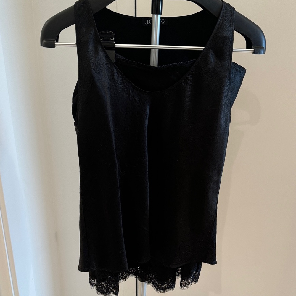 J. Crew Black Lace-Trim skirt and black camisole set! Like new, never worn!